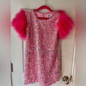 Lola and The Boys Rose Feather Party Dress size 8.